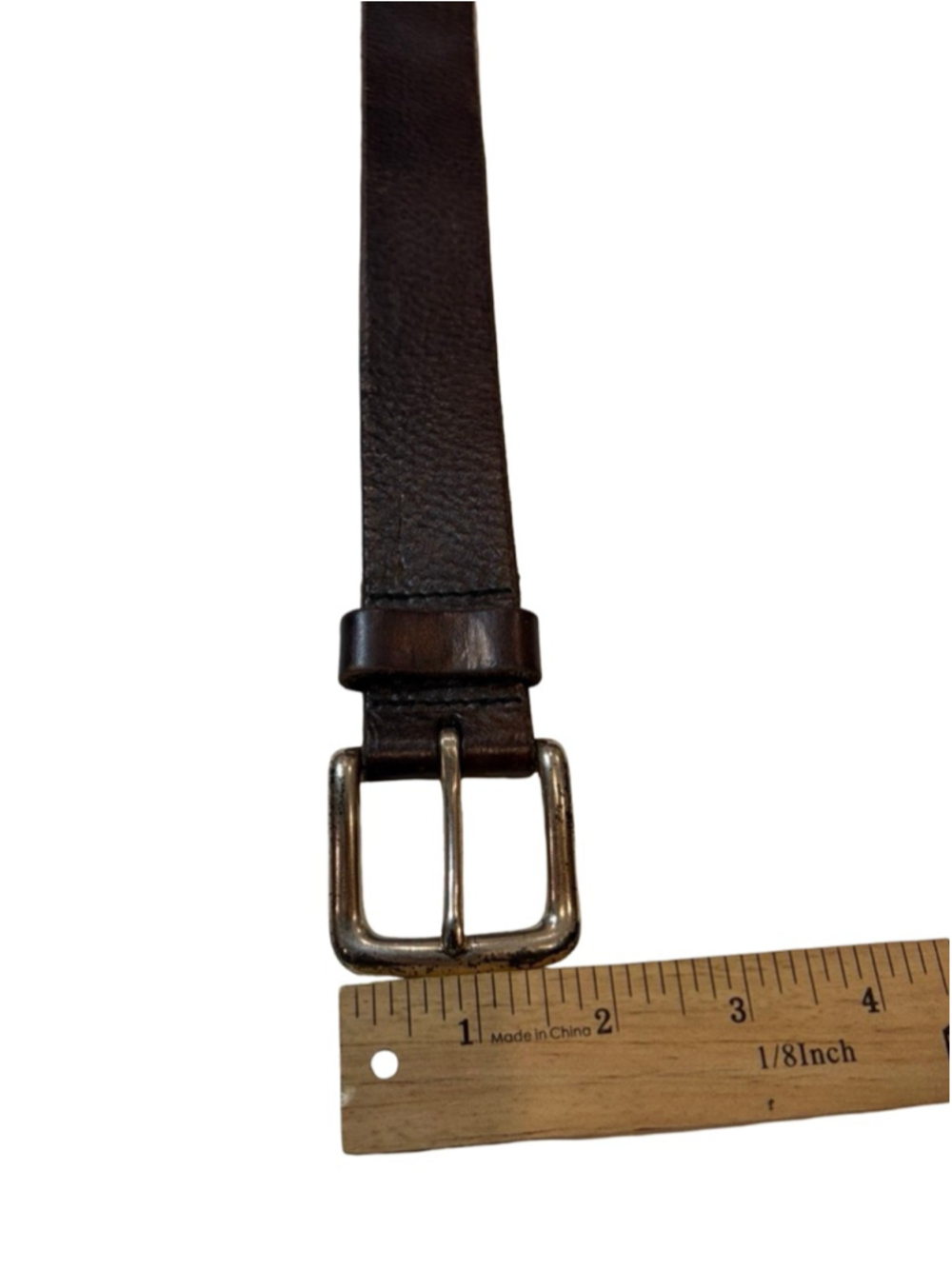 Lauren Ralph Lauren Brown Genuine Leather Skinny Belt Antiqued Hardware Size S - Picture 5 of 5